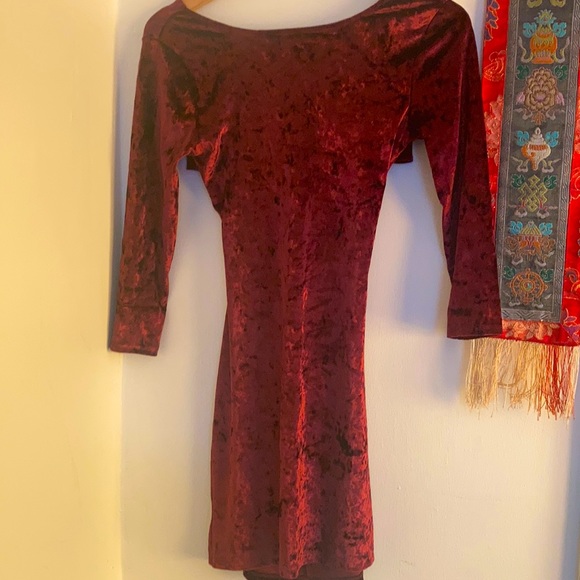 Maroon - Dark Red velvet dress - Picture 1 of 2